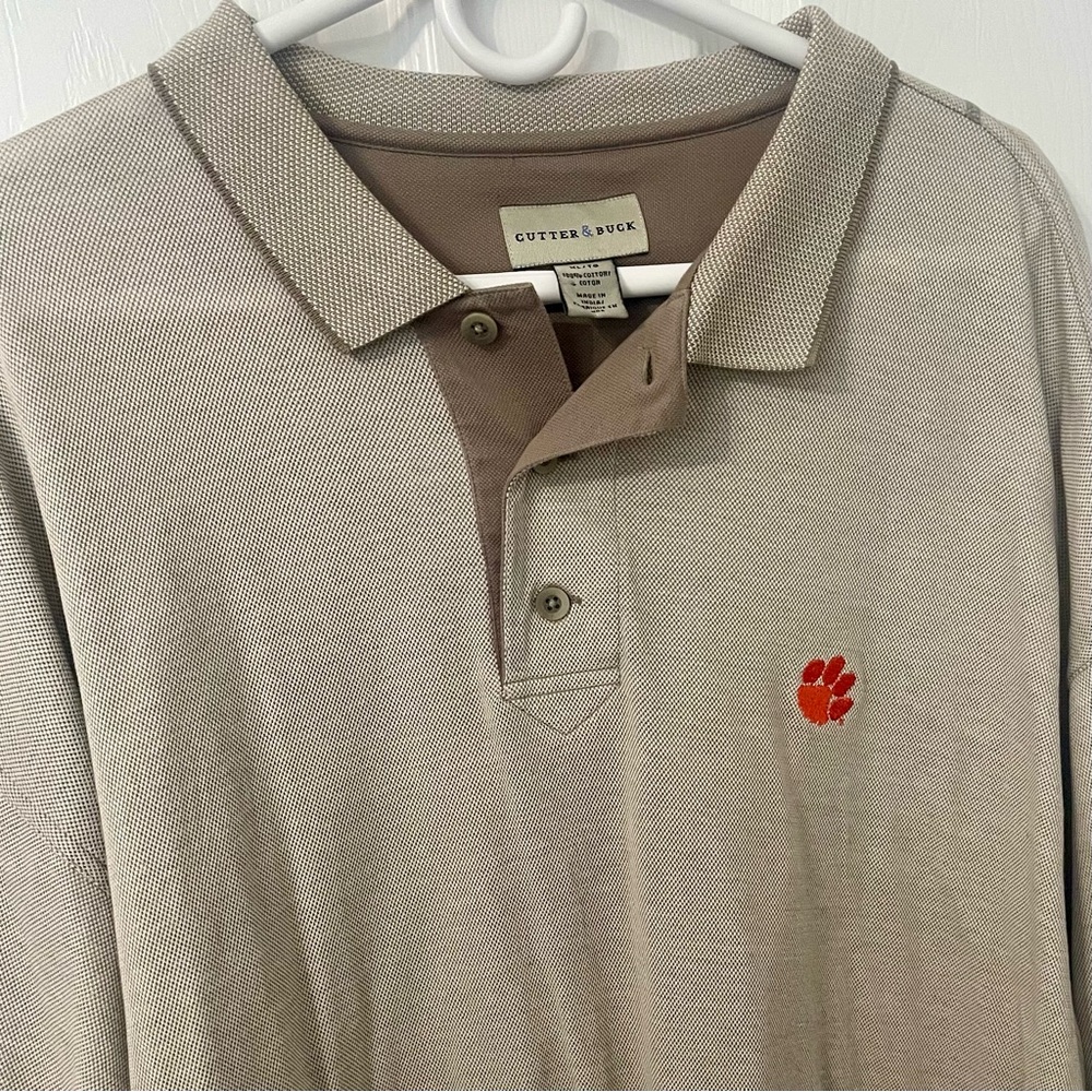 Clemson Tigers‎ Cutter & Buck  XL Mens Golf Polo Beige College Game Day Preppy